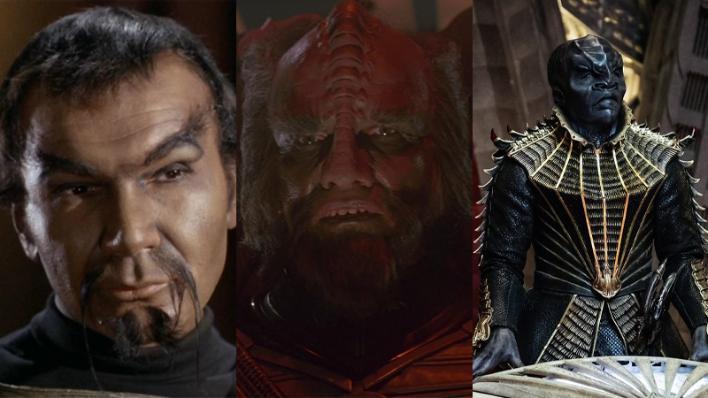 From Left to Right: The Klingons in the original Star Trek, the Klingons in Star Trek: The Motion Picture, and Klingons as they appear in Star Trek: Discovery.